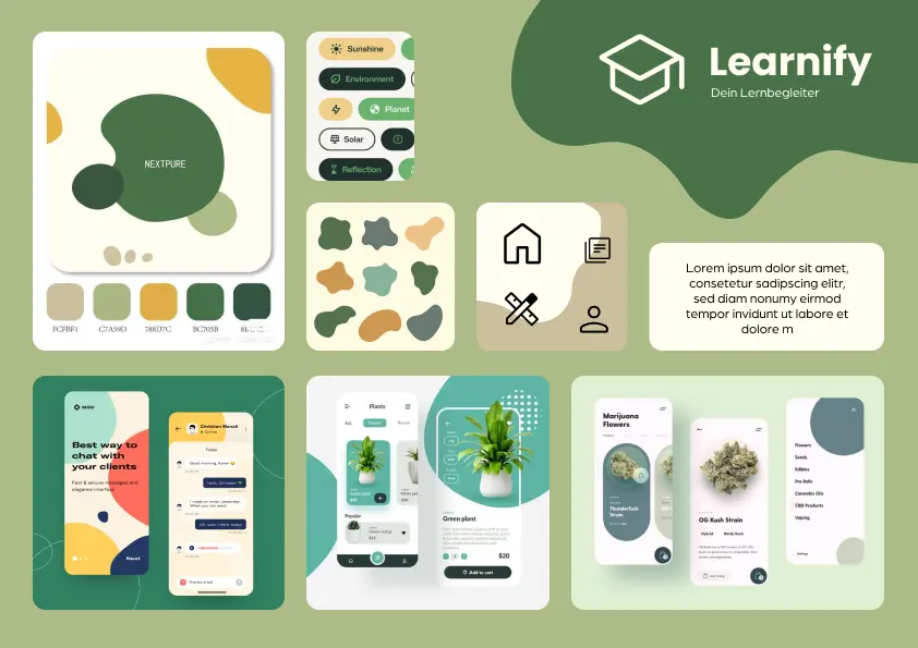 Moodboard des Projekts Learnify