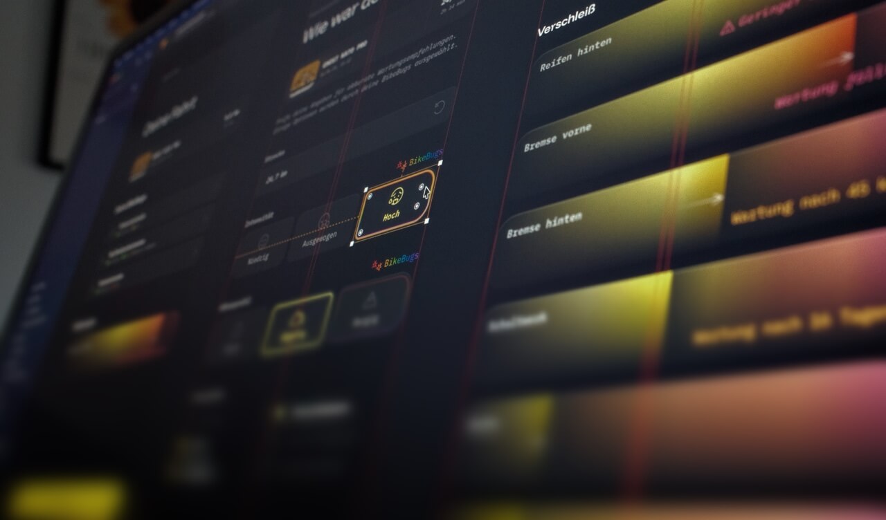Eine Benutzeroberfläche einer Software zur Verwaltung von Fahrradkomponenten wird auf einem Bildschirm gezeigt.
