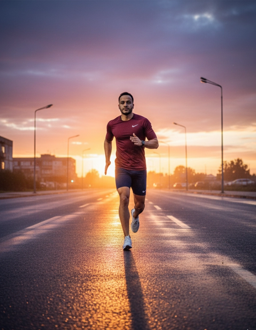 Läufer bei Sonnenuntergang